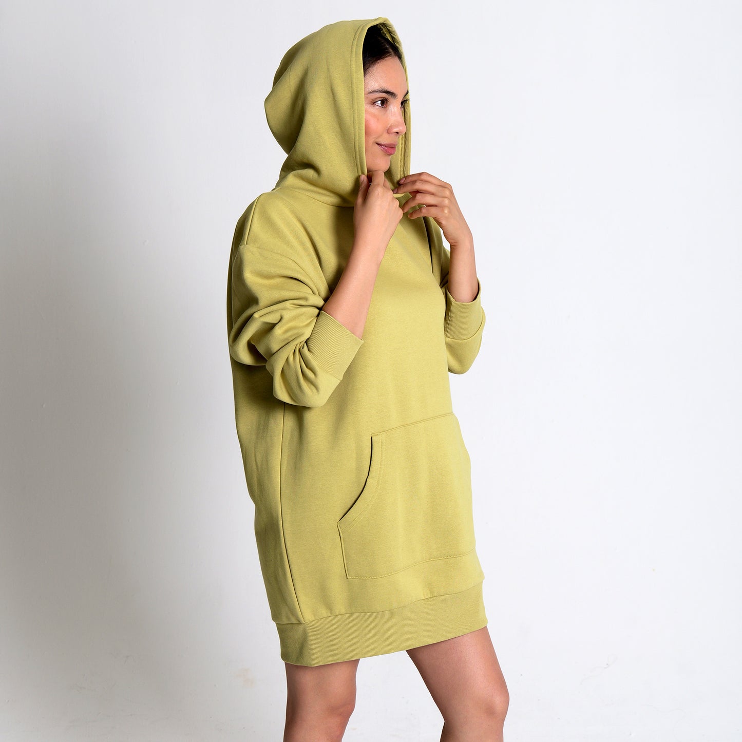 Women's Long Loose Fit  Fleece Hoodie Dress