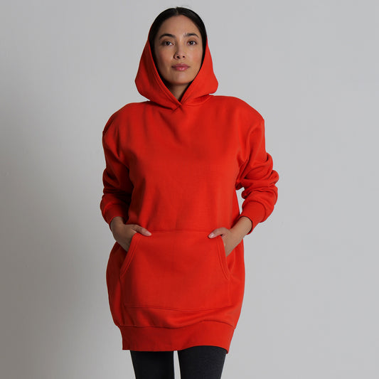 Women's Long Loose Fit  Fleece Hoodie Dress