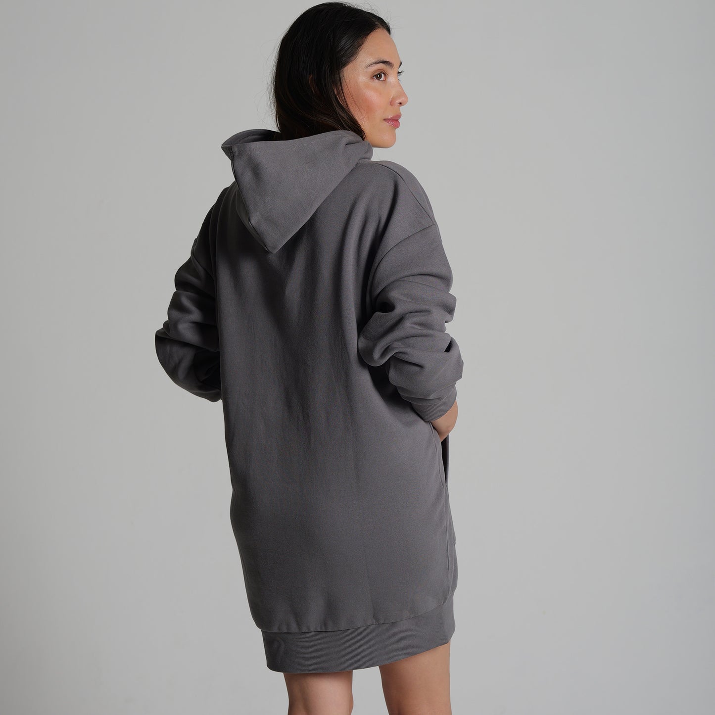 Women's Long Loose Fit  Fleece Hoodie Dress
